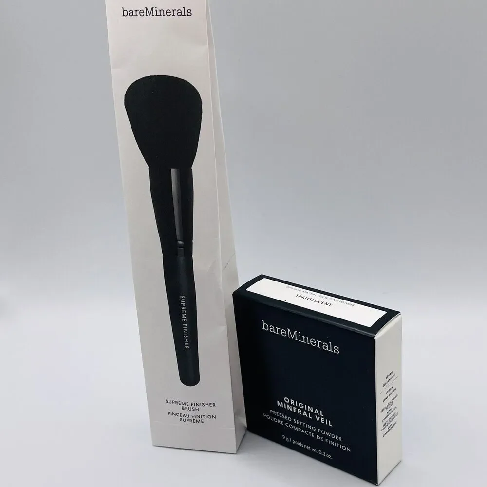 bareMinerals Original Pressed Mineral Veil Translucent with Finisher Brush New